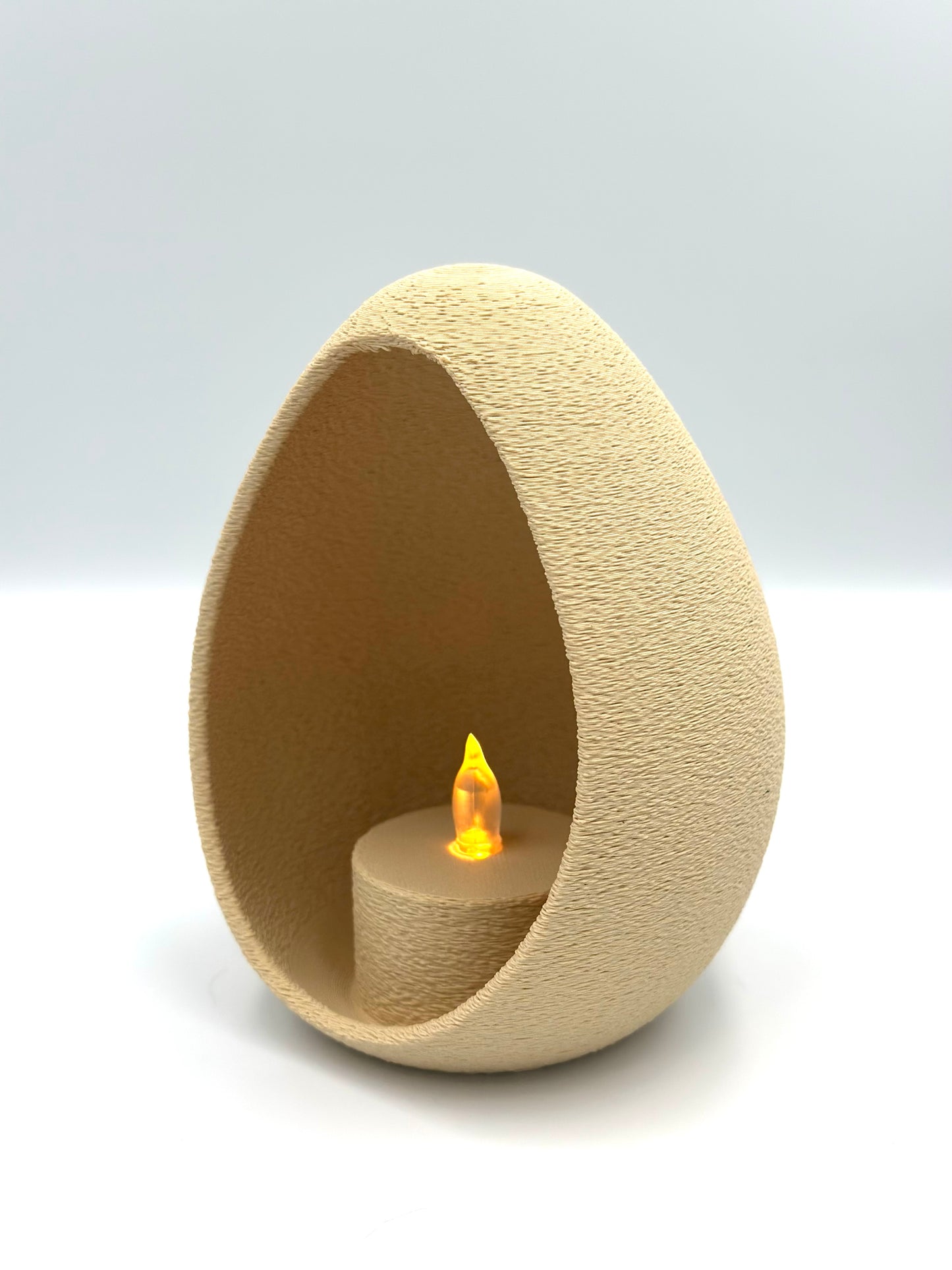 Egg-Shaped LED Tealight – Fuzzy Texture