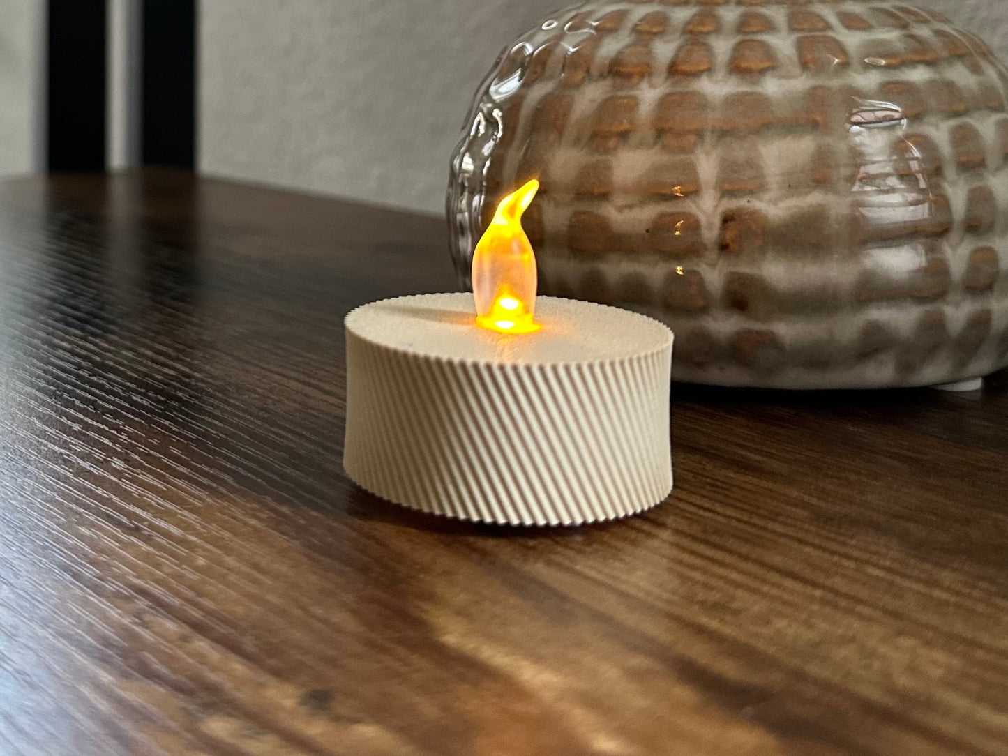 Led tealight - Oak White - Twisted