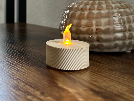 Led tealight - Oak White - Twisted