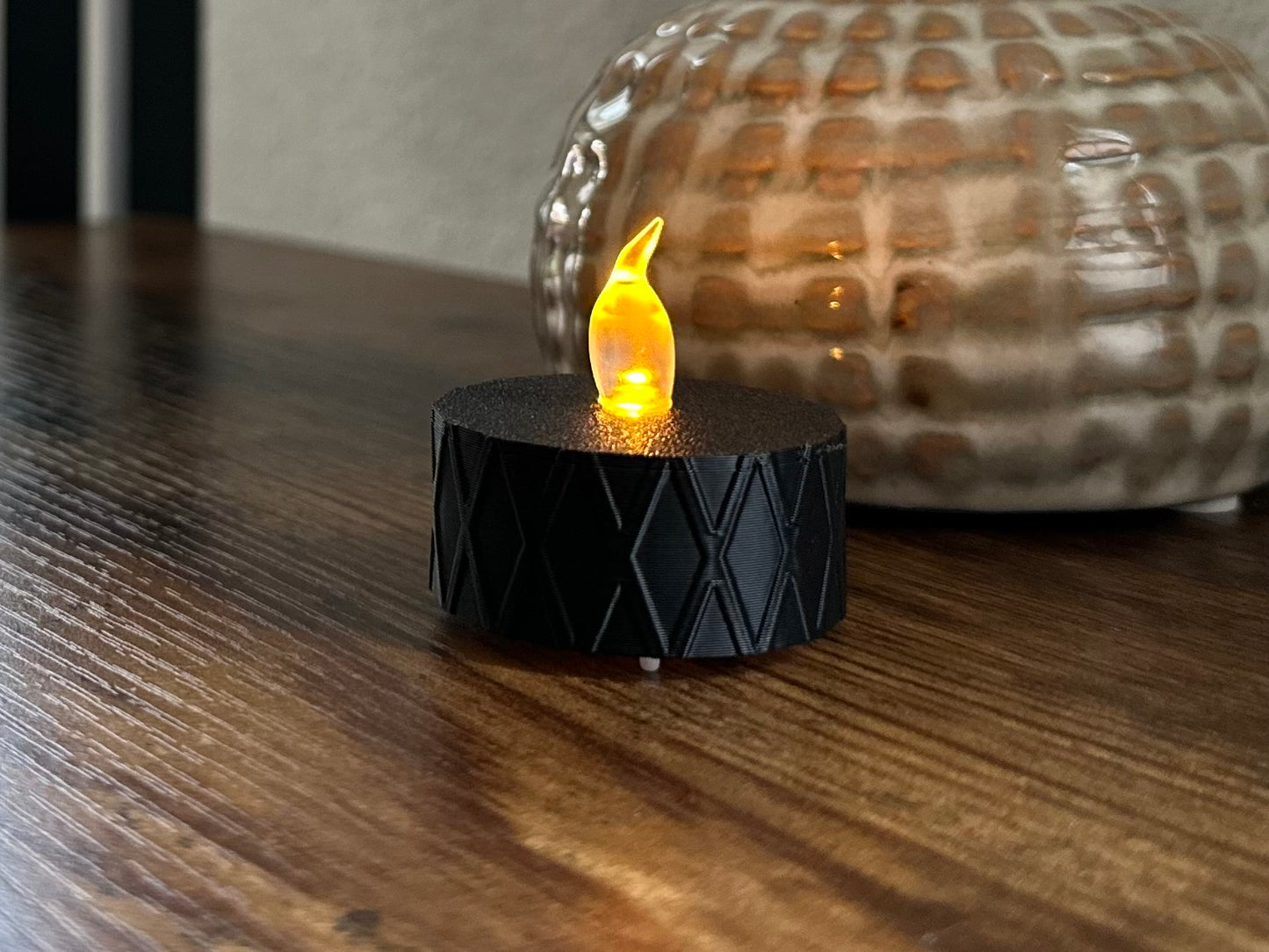 Led tealight - Black - Crossed Stripes