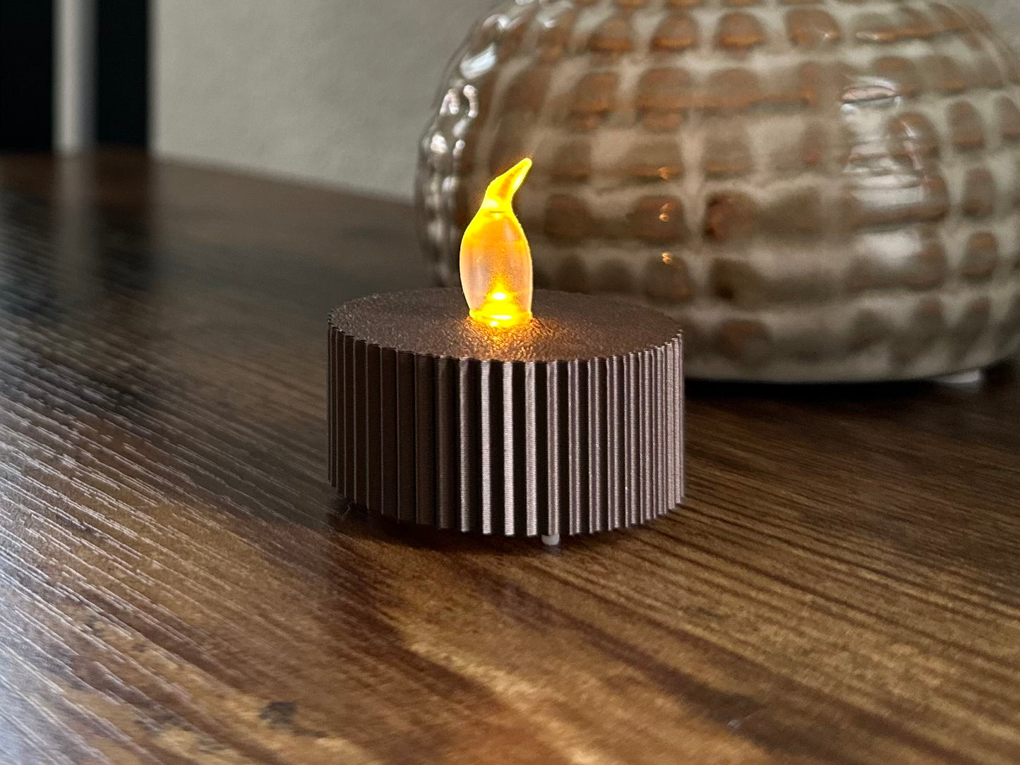Led tealight - Copper - Stripes