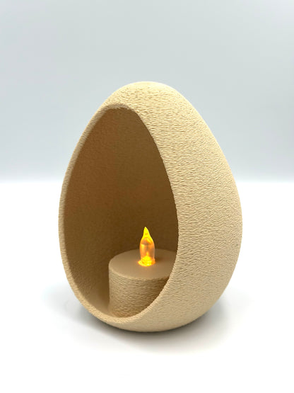 Egg-Shaped LED Tealight – Fuzzy Texture